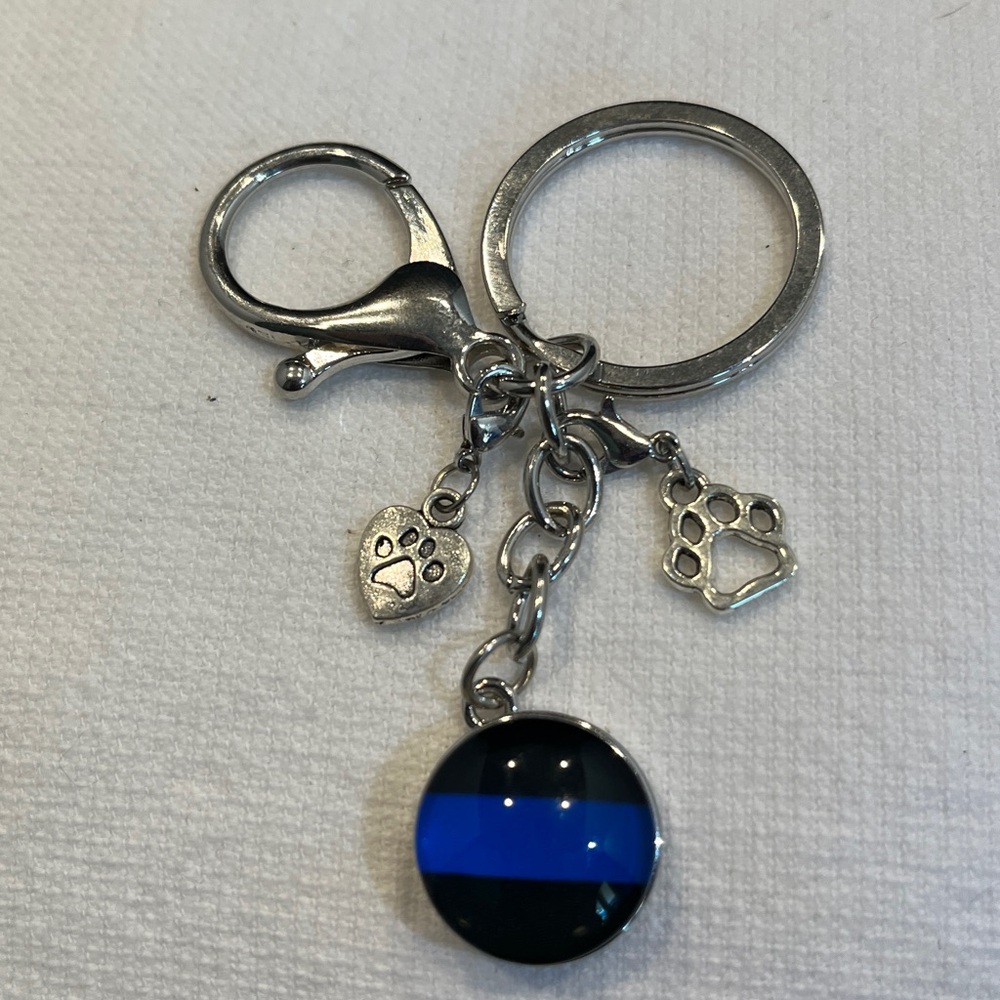 Police/Police K-9 Keychain with Thin Blue Line Snap-On Charm